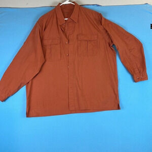 LL Bean Shirt Men XL Orange Button Up Flap Pockets Lightweight Cotton Blnd XL